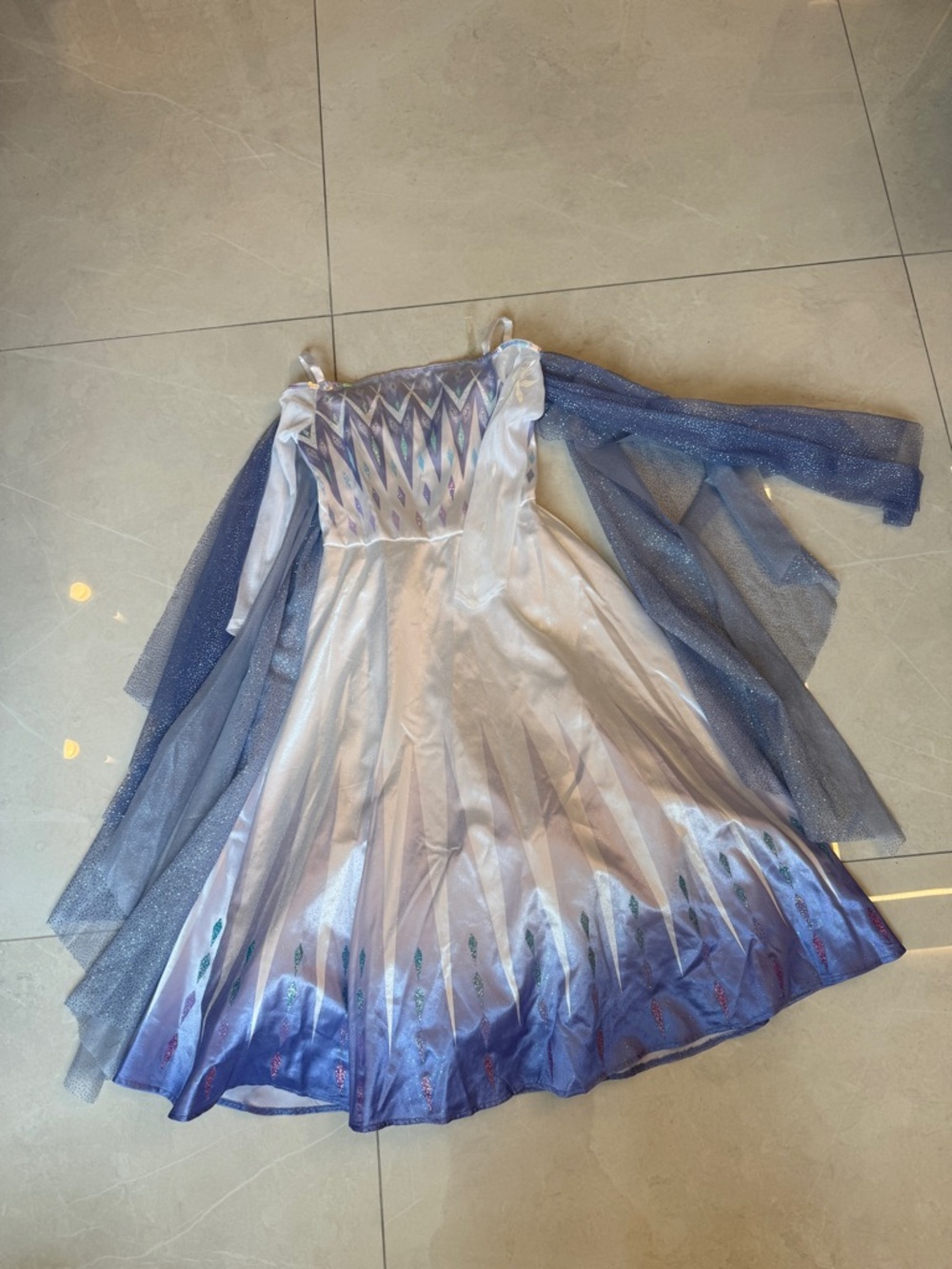 Disney Girls Blue and White Elsa Frozen 2 Costume Dress